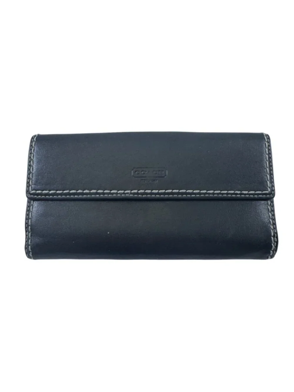 Coach Hampton Wallet Black Leather Silvertone Turnlock Hardware Vintage Y2K
